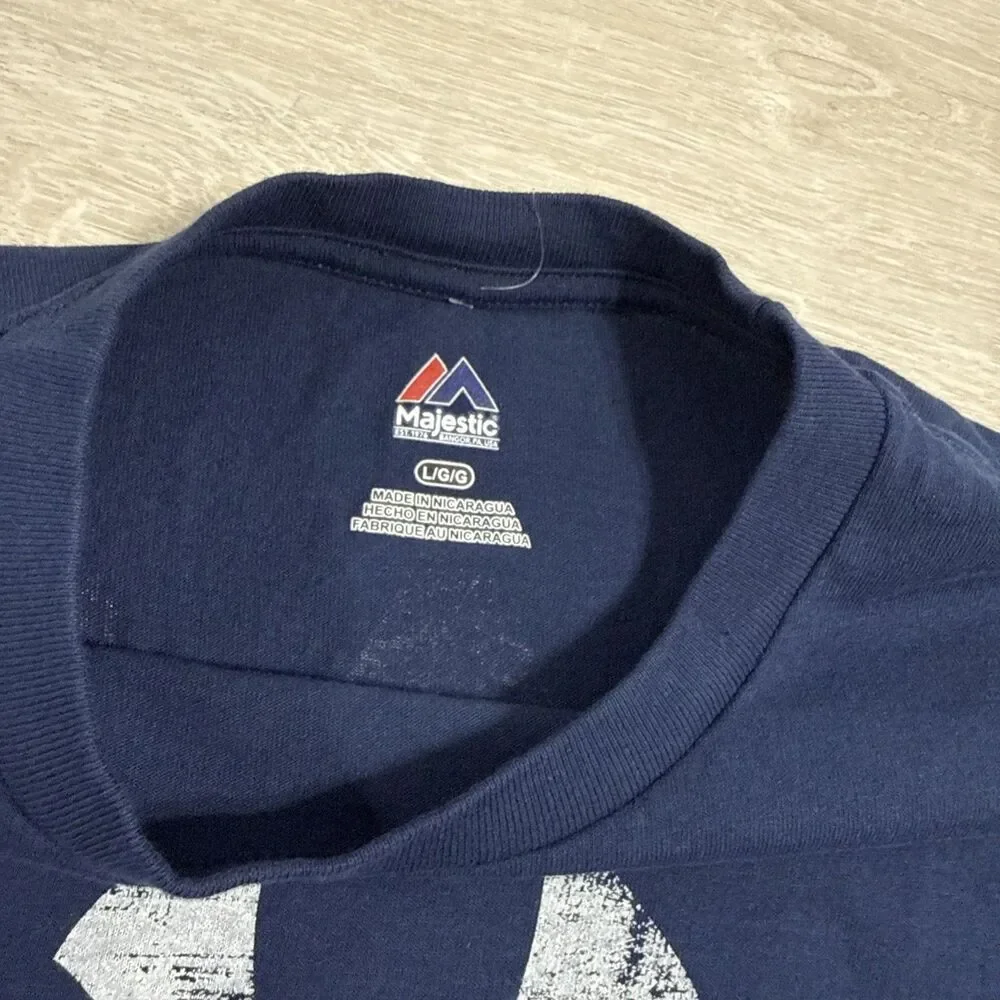 New York Yankees Shirt Dad Number 1 Majestic Men’s Blue Large Baseball Tee